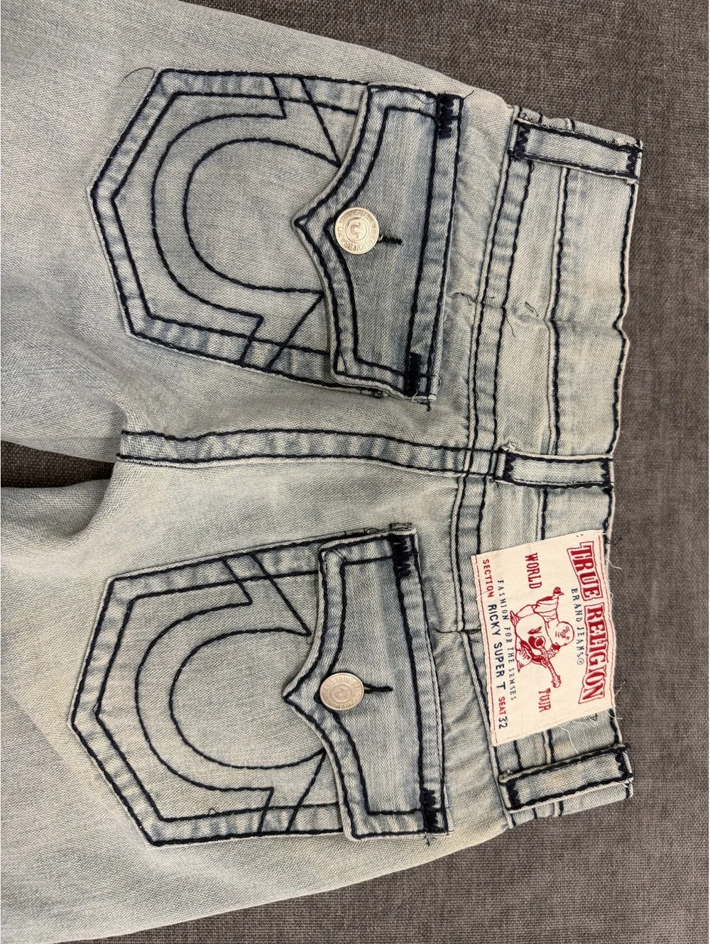 True Religion Light Wash Denim Jeans Size 32 Made in USA